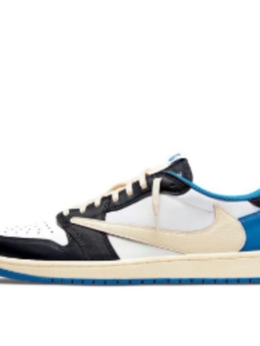 Nike Men's Low-Top Sneaker in White, Black, Cream & Blue Travis Scott playsation